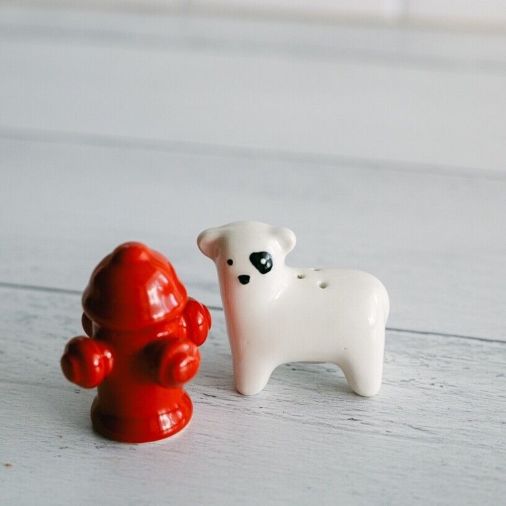 Spot Dog and Fire Hydrant Salt and Pepper Shakers
